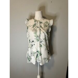 Soho White‎ & Green Tank Top